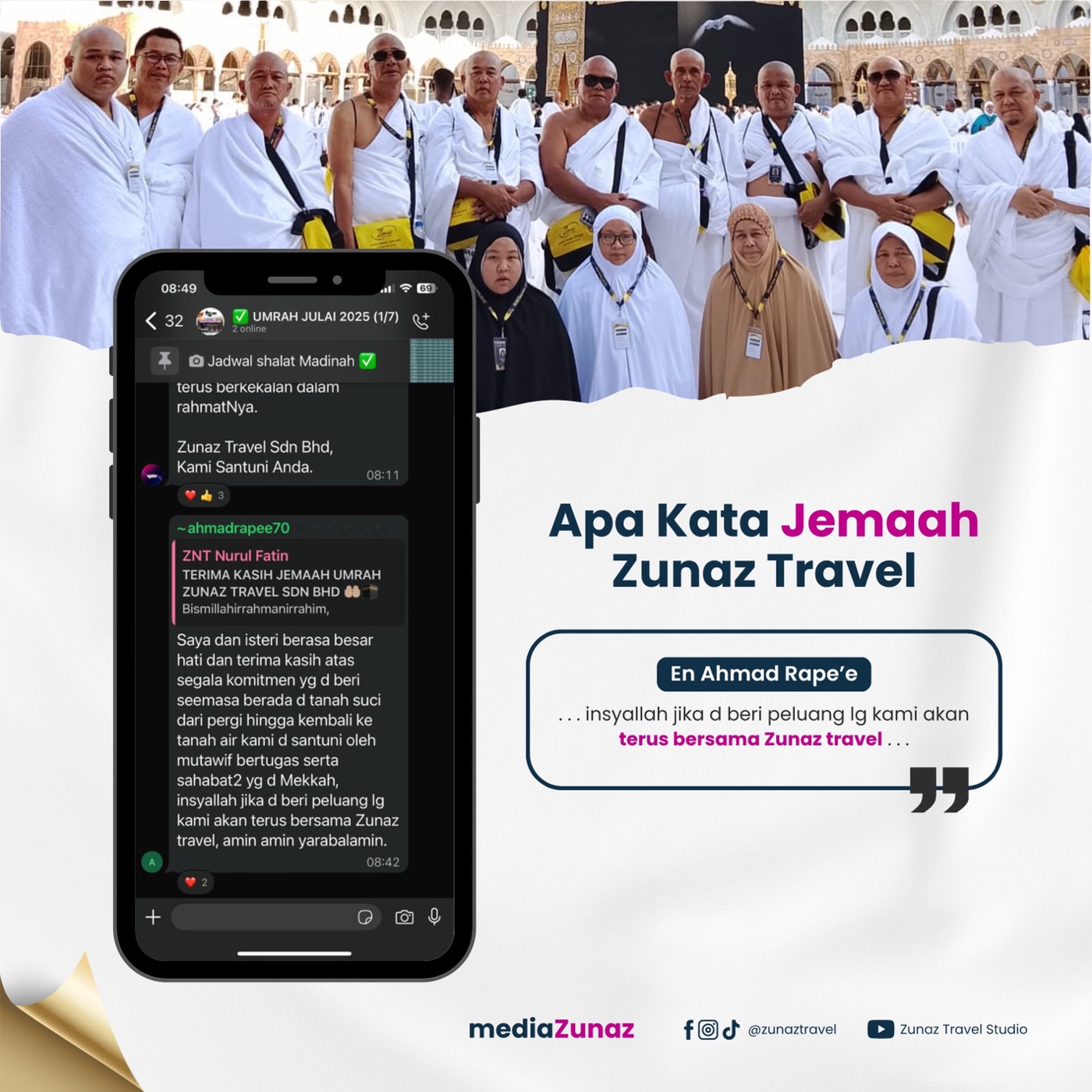 Maklum balas jemaah Zunaz Travel 5