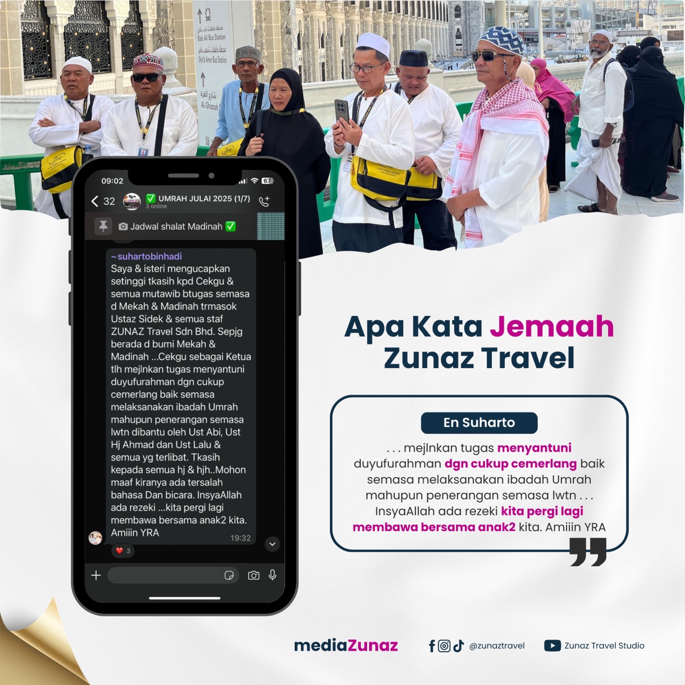 Maklum balas jemaah Zunaz Travel 3