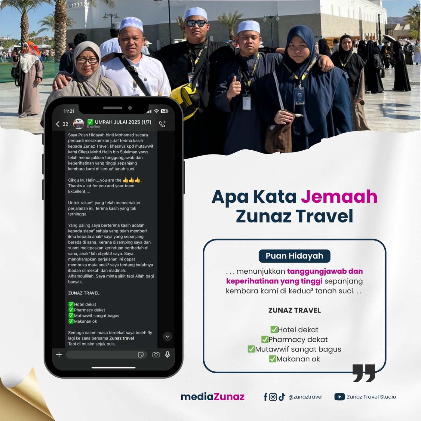 Maklum balas jemaah Zunaz Travel 4