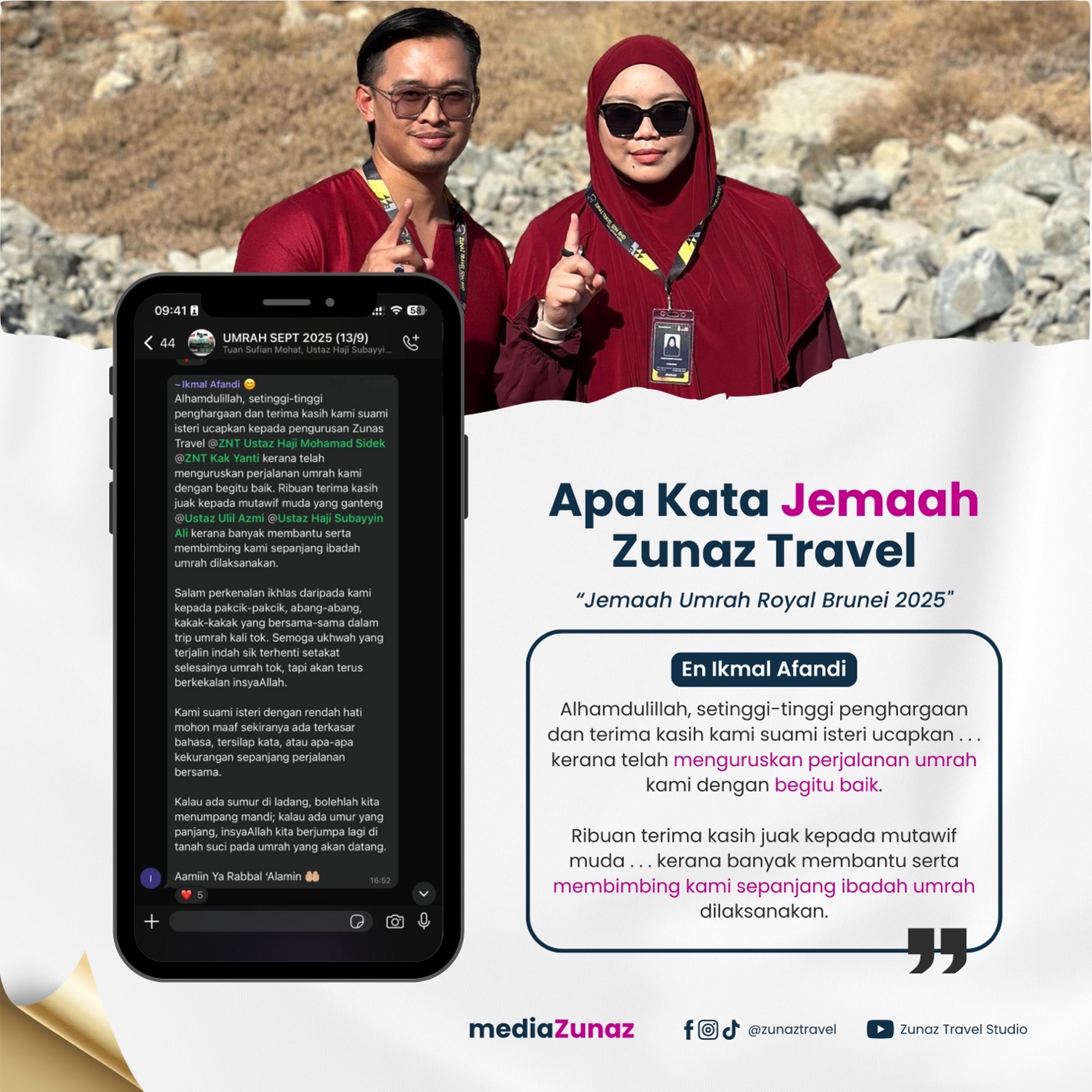 Maklum balas jemaah Zunaz Travel 6