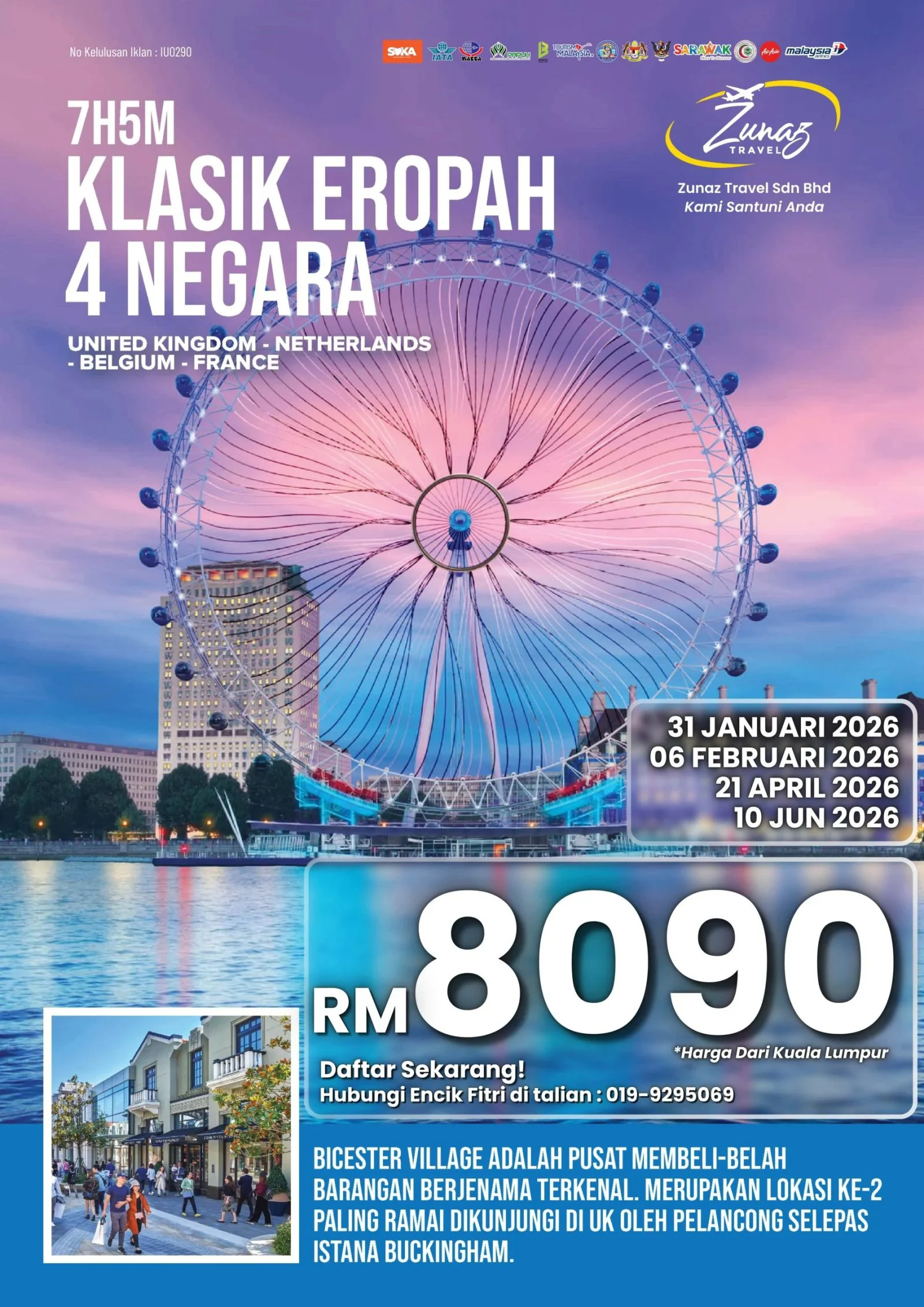 Pakej Klasik Eropah 4 Negara 7H5M oleh Zunaz Travel