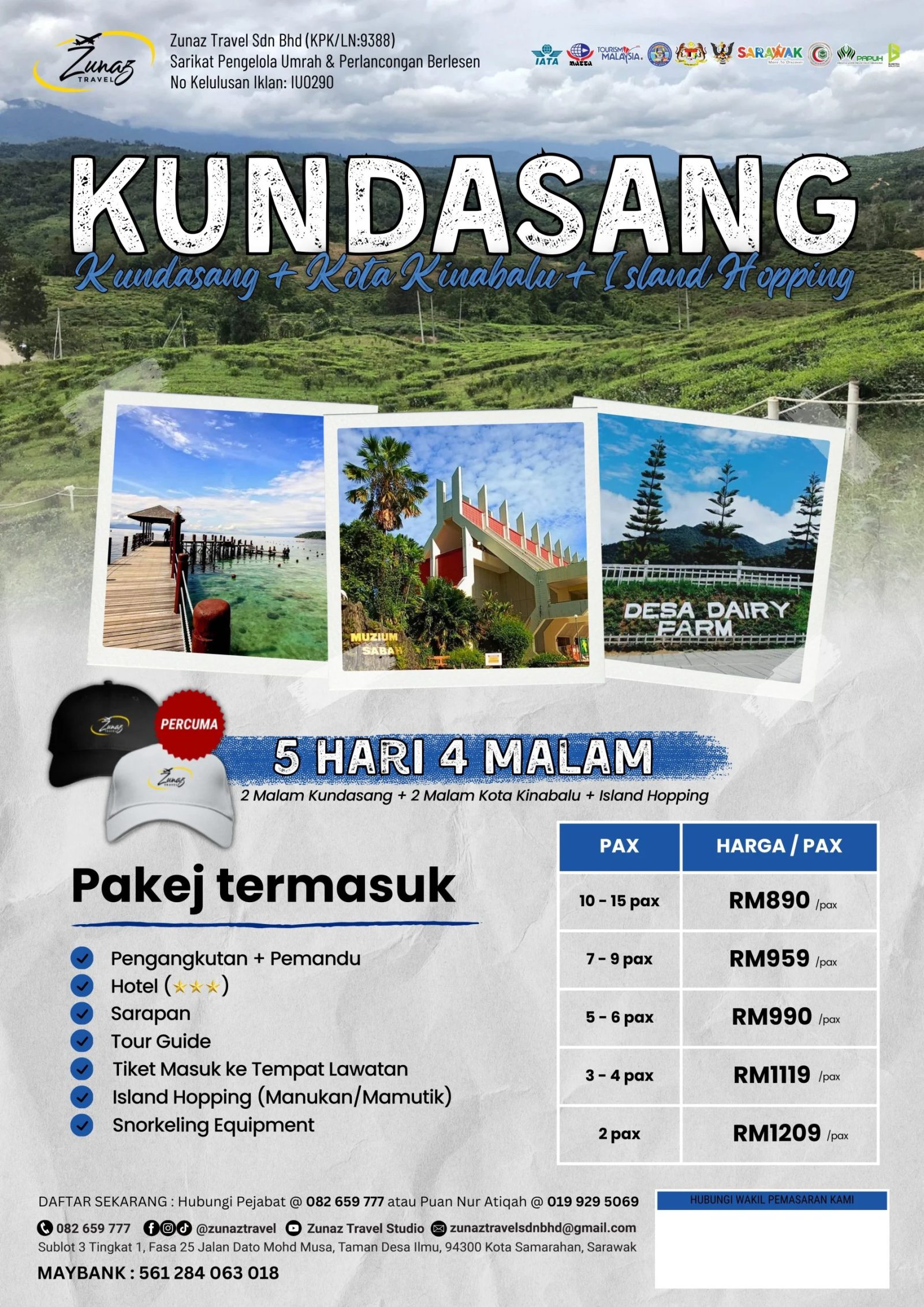 Pakej Kundasang + Kota Kinabalu + Island Hopping 5H4M oleh Zunaz Travel