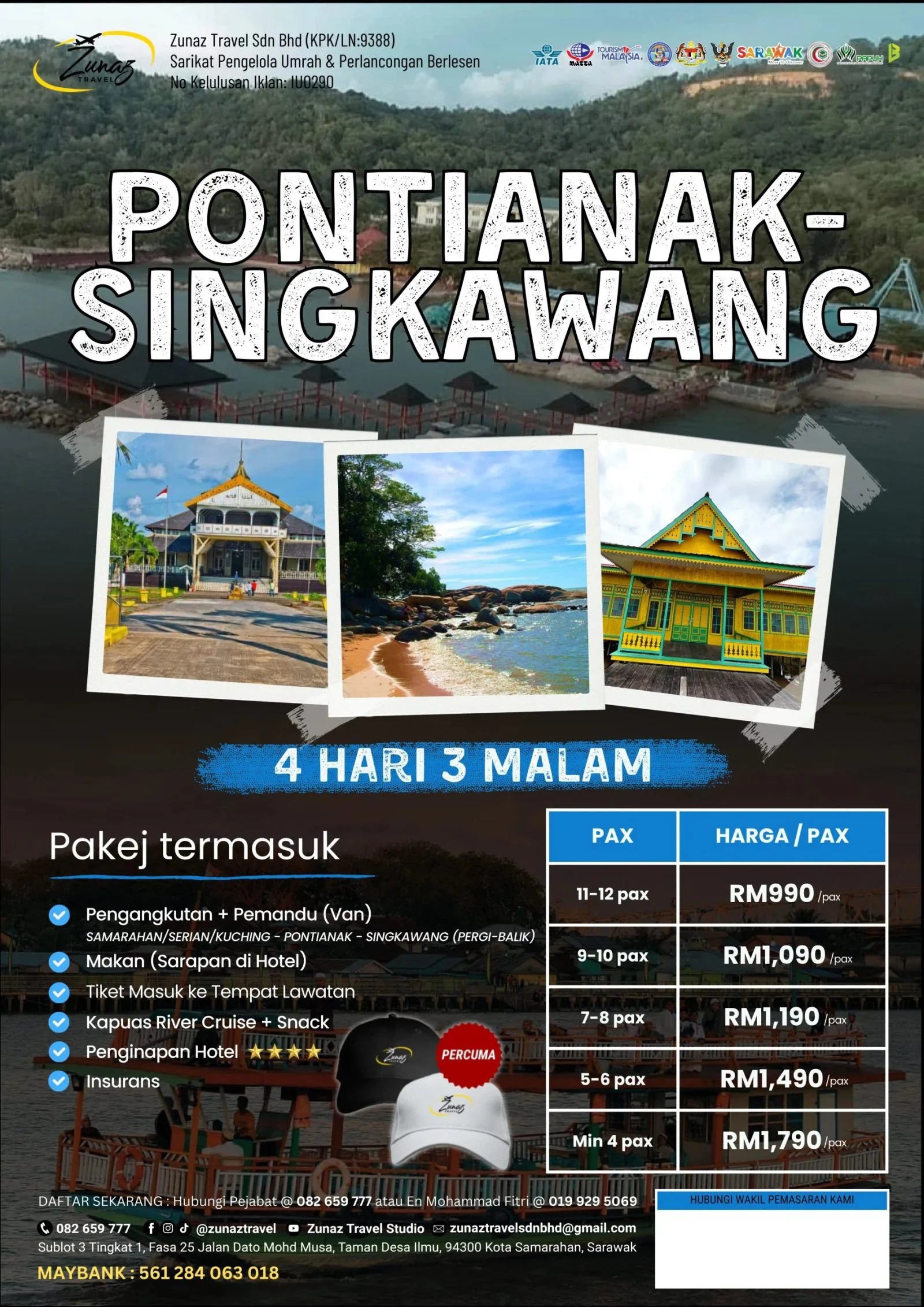 Pakej Pontianak Singkawang 4H3M oleh Zunaz Travel