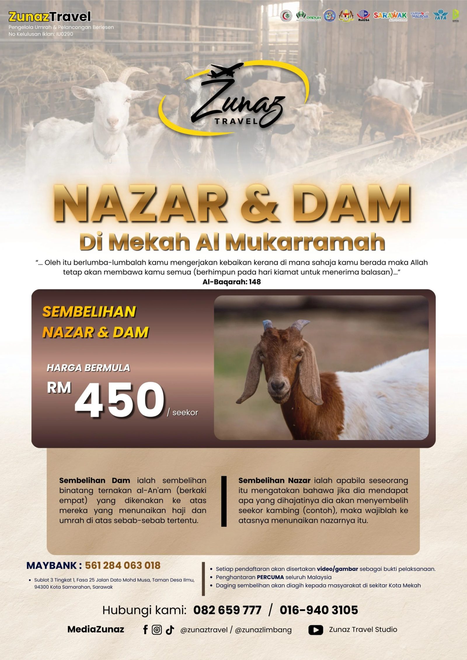 Pakej Sembelihan Nazar & Dam 2026 oleh Zunaz Travel
