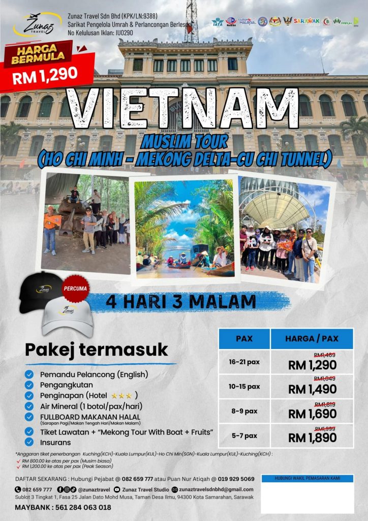 Vietnam Muslim Tour Ho Chi Minh Mekong Delta Cu Chi Tunnel 4H3M