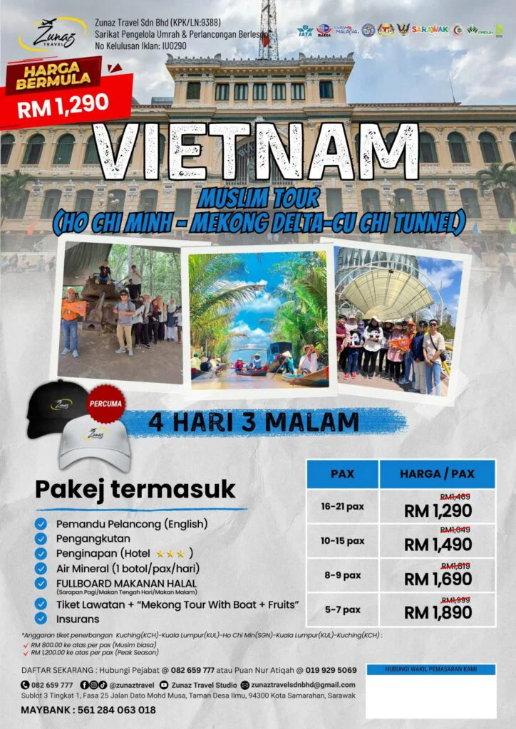 Vietnam Muslim Tour Ho Chi Minh Mekong Delta Cu Chi Tunnel 4H3M